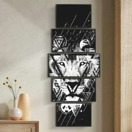 Kit 5 Quadros Decorativos Leão Geométrico.jpg