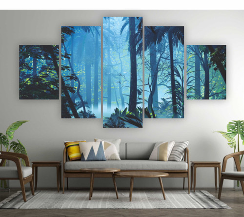 Quadros Decoração 5 Peças Para Sala Quarto Floresta Nevoeiro Hall.jpg