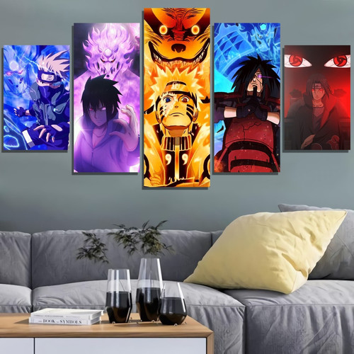 Quadros Decoração 5 Peças Para Sala Quarto Animes Decorativos Naruto Shippuden Uzumaki.jpg