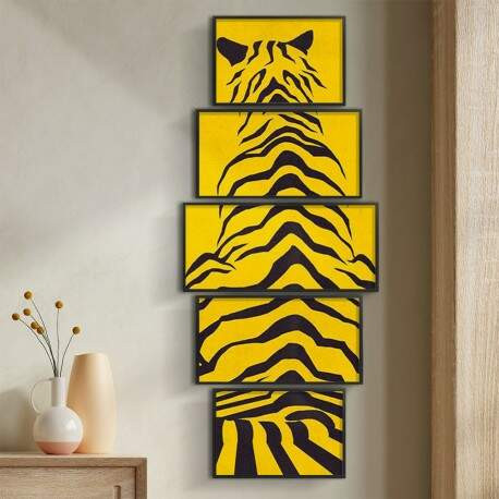 Kit 5 Quadros Decorativos Tigre Amarelo E Preto.jpg