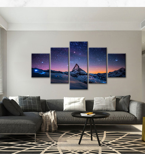 Quadros Decoração 5 Peças Para Sala Quarto Galáxia No Deserto Ultra Hd.jpg