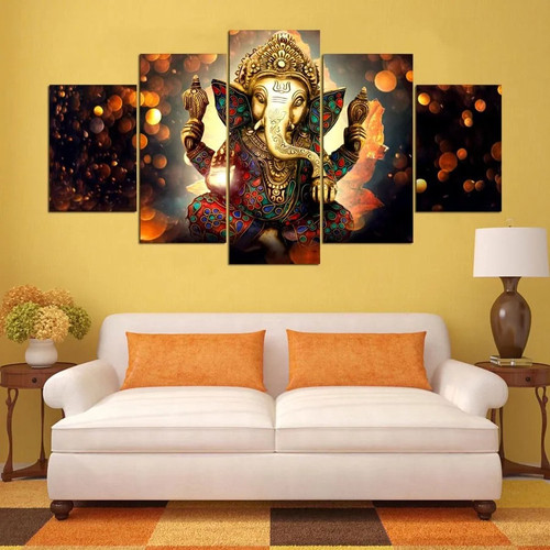 Quadros Decoração 5 Peças Para Sala Quarto Ganesha Arte Moderna.jpg