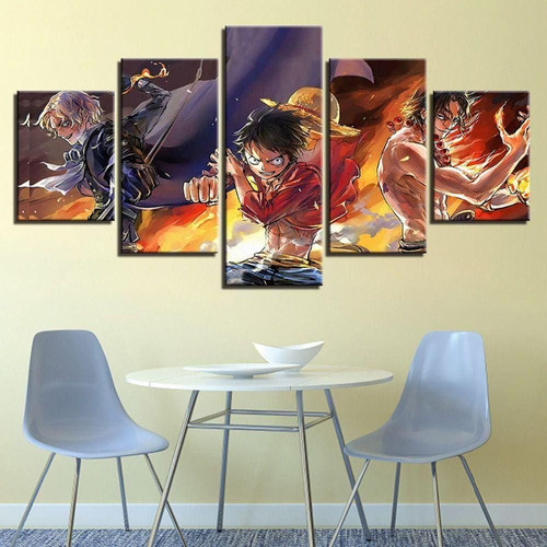 Quadros Decoração 5 Peças Para Sala Quarto One Piece Pirata Animes.jpg