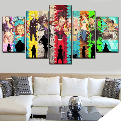Quadros Decoração 5 Peças Para Sala Quarto One Piece Anime Full Hd.jpg