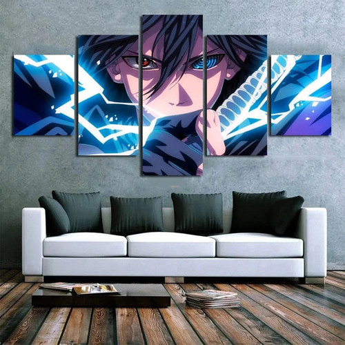 Quadros Decoração 5 Peças Para Sala Quarto Sasuke Naruto Anime Japão.jpg