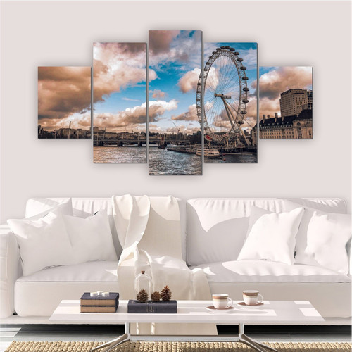 Quadros Decoração 5 Peças Para Sala Quarto Sala Londres Luxo.jpg