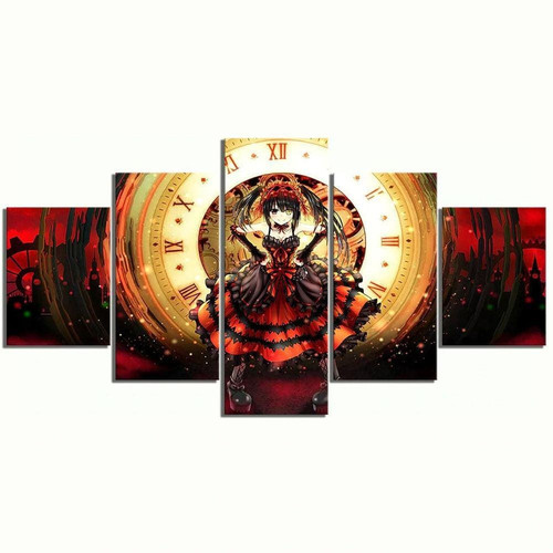 Quadros Decoração 5 Peças Para Sala Quarto Tokisaki Kurumi Animes Fãs.jpg