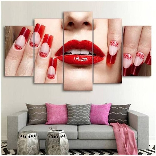 Quadros Decoração 5 Peças Para Sala Quarto Salão Manicure Beleza.jpg