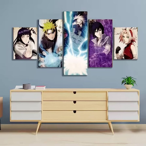 Quadros Decoração 5 Peças Para Sala Quarto Naruto Uzumaki Animes.jpg