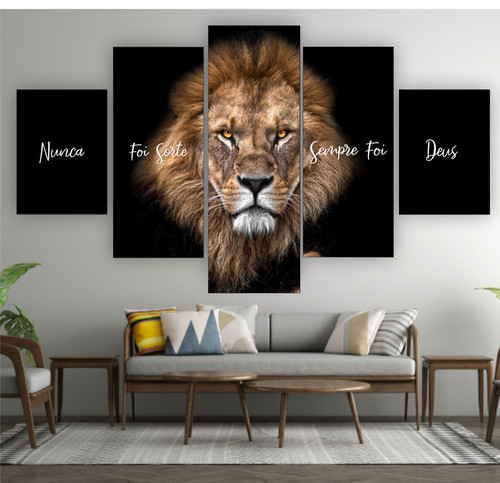 Quadros Decoração 5 Peças Para Sala Quarto Nunca Foi Sorte Sempre Foi Deus Luxuoso Hall.jpg