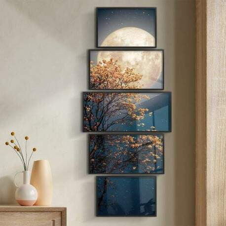Kit 5 Quadros Decorativos Arvore a luz do luar.jpg