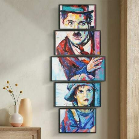 Kit 5 Quadros Decorativos Charlie Chaplin.jpg