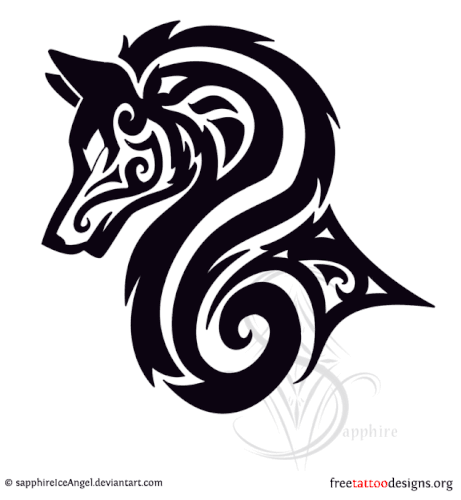 Wonderful Tribal Wolf Head Tattoo Design.gif