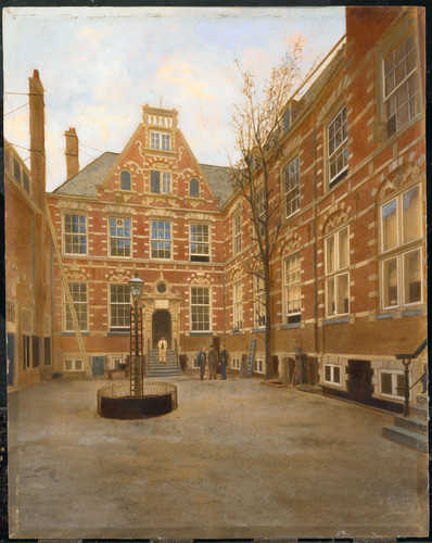 Unknown Двор здания Ост Индской компании в Амстердаме, 1880, 43 cm х 34 cm, Дерево, масло