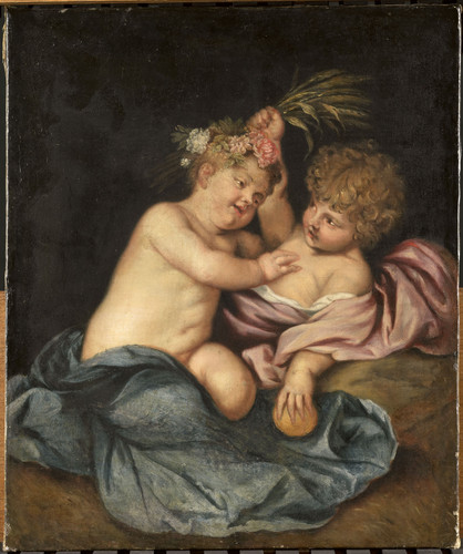 Unknown Двое детей играют, 1649, 41 cm x 34 cm, Холст, масло