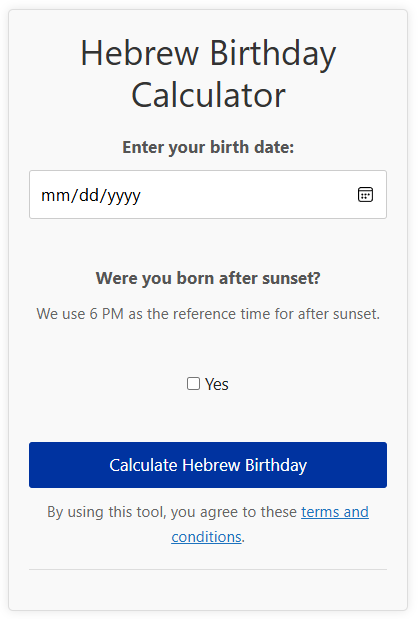 Jewish Birthday Calculator