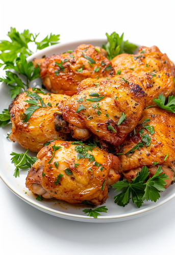 dterox A plate of golden brown chicken thighs garnished with 016e9b98 2e50 4819 8e6d c97eaf255bd3 0.png