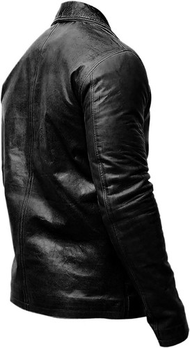 Men's Arthur Buttoned Closure Morgan Lapel Collar Winter Black Faux Leather Blazer Coat Jacket 1.jpg