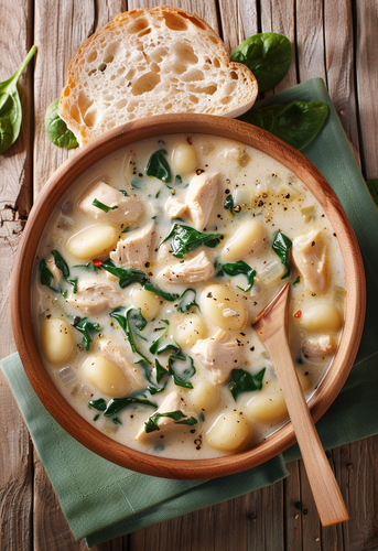 dterox this is Chicken and Gnocchi Soup. A bowl of cream soup e79d2cab 2490 43b6 821d be76d84cb2fd 2.png