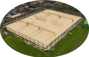 An aerial view of Kidbrooke beach volleyball courts