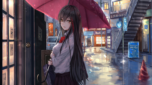 anime girl rain umbrella looking at viewer vc.jpg
