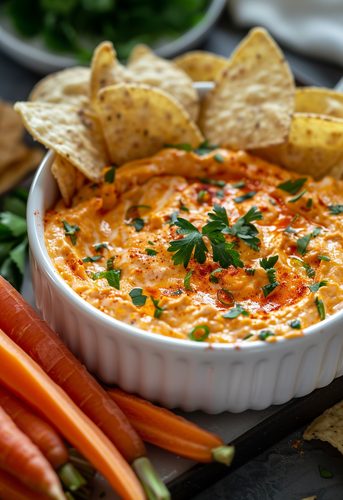 dterox Buffalo chicken dip in a white ceramic bowl with torti aa9429b2 9ea7 4c58 9b1c 7a32fb85cc92 1.png