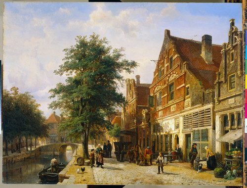 Springer, Cornelis Улица Zuiderhavendijk в Энкхёйзене, 1868, 50 cm х 65 cm, Дерево, масло