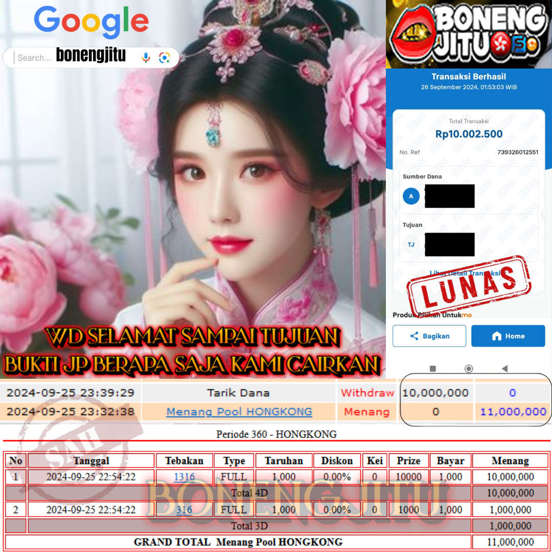SELAMAT KEPADA ID XXXX JACKPOT POOL HONGKONG DI WEB BONENGJITU
