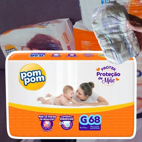 Fralda Pom Pom Protek Proteção de Mãe Hiper G 68 Unidades.jpg