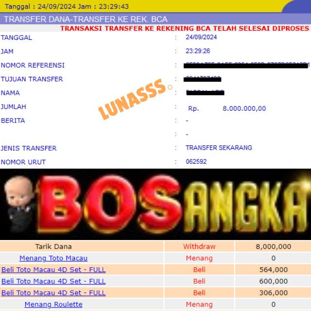 SELAMAT KEPADA ID XXXX JACKPOT POOL TOTOMACAU DI WEB BOSANGKA