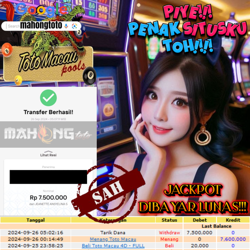 SELAMAT KEPADA ID XXXX JACKPOT POOL TOTO MACAU DI WEB MAHONGTOTO