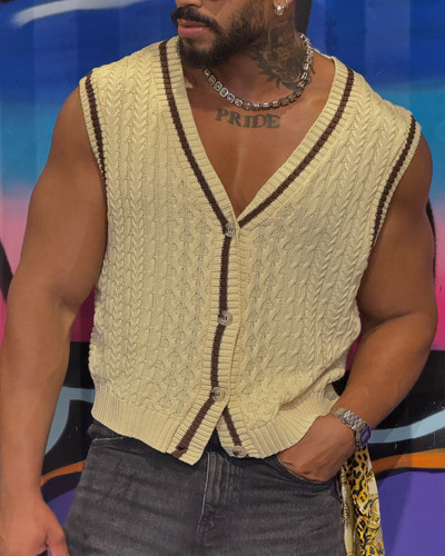 Photo by Felipe FERR on August 15, 2024. May be an image of 1 person, beard, tanktop, knit, vest and.jpg