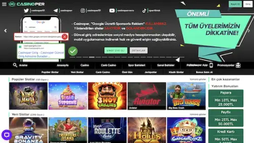 Bu g rselde Casinoper Online Bahis Sitesi anasayfa ekran g sterilmektedir