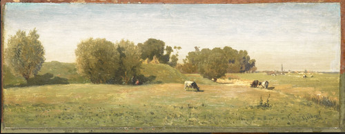 Gabriel, Paul Joseph Constantin Пейзаж в Абкауде, 1870, 16,5 cm х 42 cm, Дерево, масло