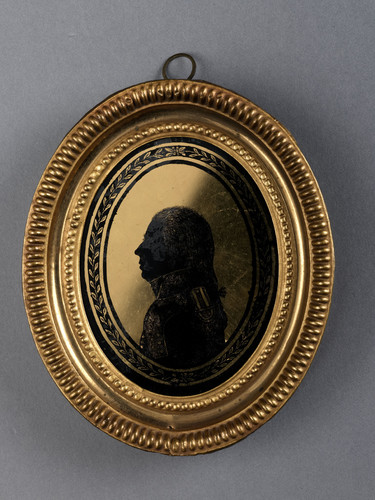 Forberger, August Силуэтный портрет мужчины в офицерской униформе, 1801, 7,5 cm x 5,7 cm, Стекло, жи
