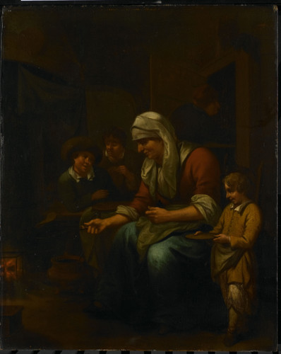 Schijndel, Bernardus van Стряпает блины, 1709, 48 cm х 39 cm, Дерево, масло