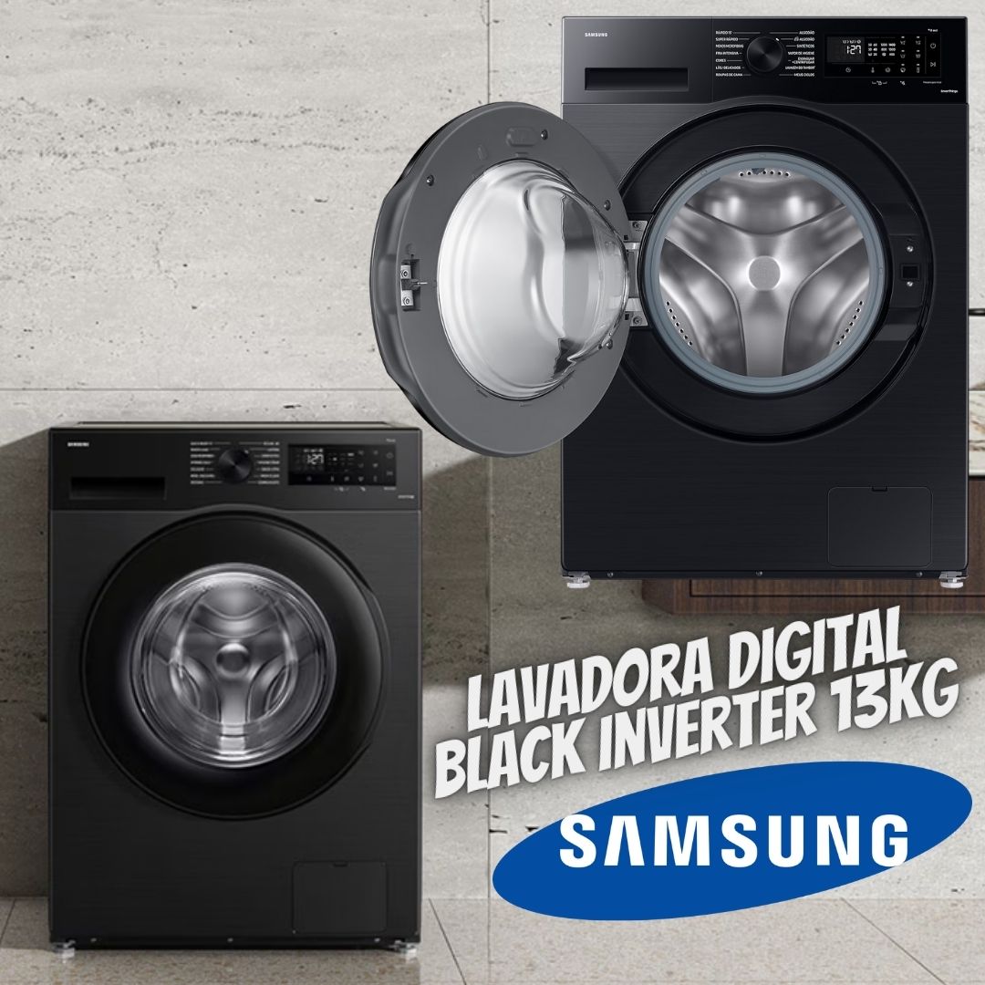 Lavadora de Roupas Digital Inverter Samsung WW13CG Black 13kg