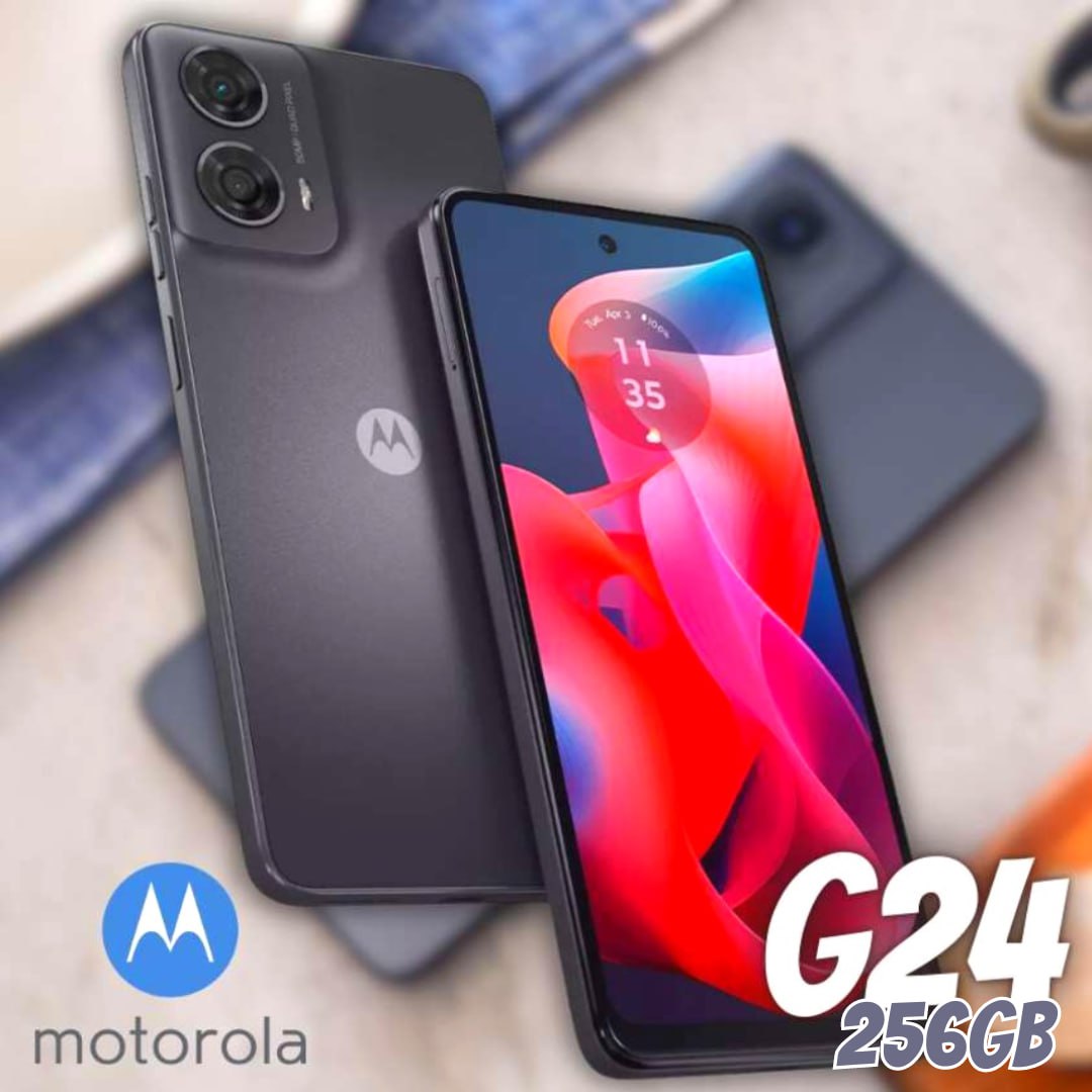 Smartphone Motorola Moto G24 Grafite com 256GB, 8GB RAM Boost, Tela de 6.6″, Câmera Dupla, Dolby Atmos, Android 14 e Processador Octa-core