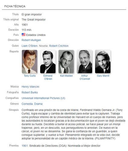 El gran impostor ficha