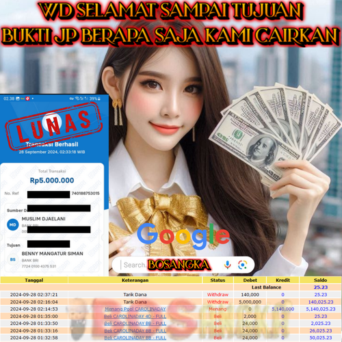 SELAMAT KEPADA ID XXXX JACKPOT POOL CAROLINADAY DI WEB BOSANGKA