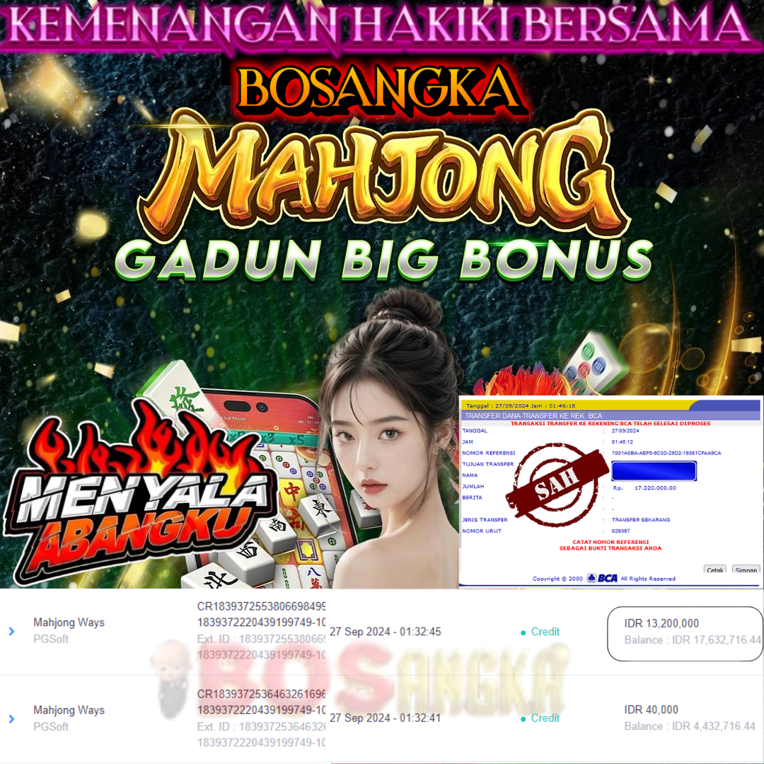 SELAMAT KEPADA ID XXXX JACKPOT PERMAINAN MAHJONGWAYS PG SOFT DI WEB BOSANGKA