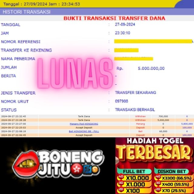 SELAMAT KEPADA ID XXXX JACKPOT POOL HONGKONG DI WEB BONENGJITU