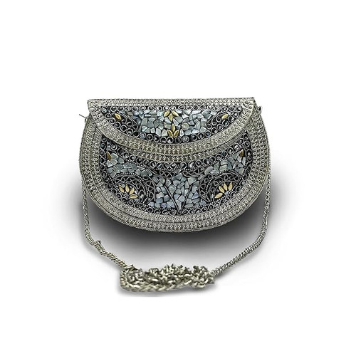 Silver Clutch Bag | Handmade Ethnic Bags by Themaresse | Elegant Purse.jpg