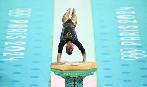 107861166 brazils rebeca andrade competes in the vault event of the artistic gymnastics womens qua