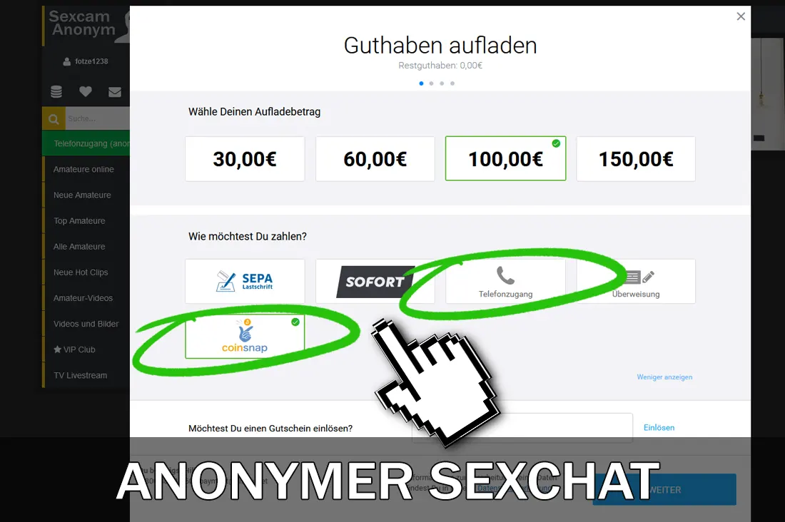 HIER Anmelden für anonymer Sexchat mit Sexcam