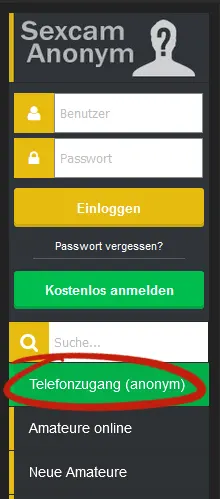 anonymer telefonzugang zur sexcam