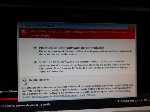 Pantalla negra después online de instalar drivers amd