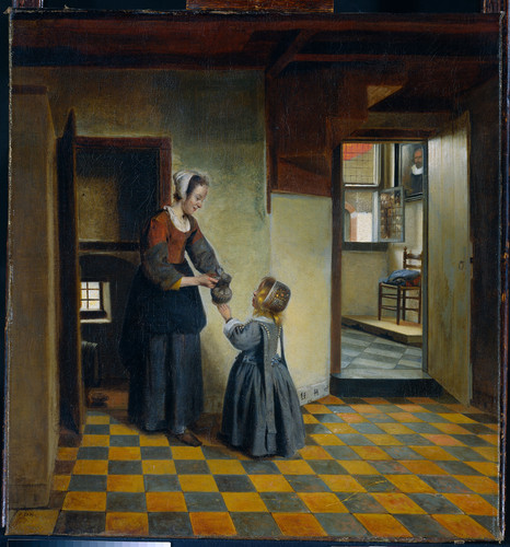 Hooch, Pieter de Женщина с ребенком в подвальном помещении, 1660, 65 cm х 60,5 cm, Холст, масло