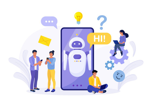 tiny people chatting with chatbot application on phone screen ai robot assistant online customer sup.jpg