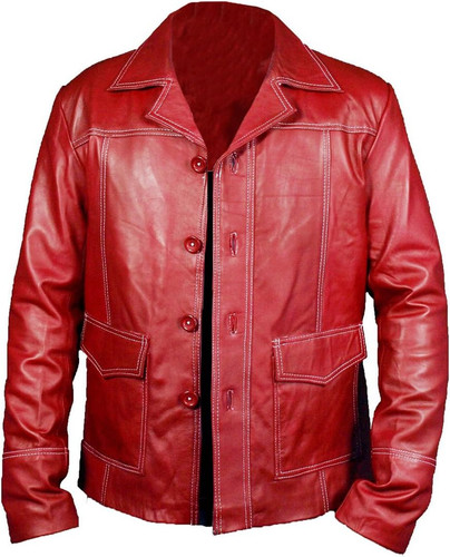 Men's Fight Club Faux Leather Coat Burgundy Color2.jpg